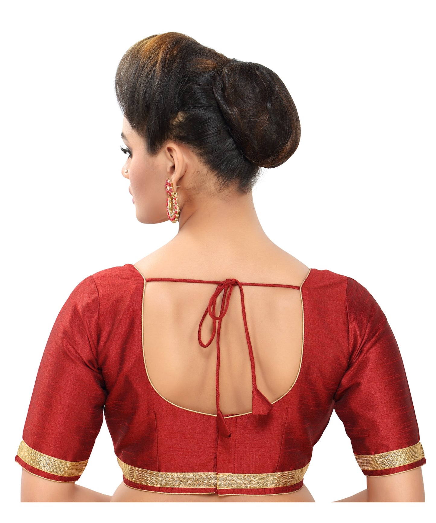 Dupion Silk Ready-to-Wear Blouse - Maroon