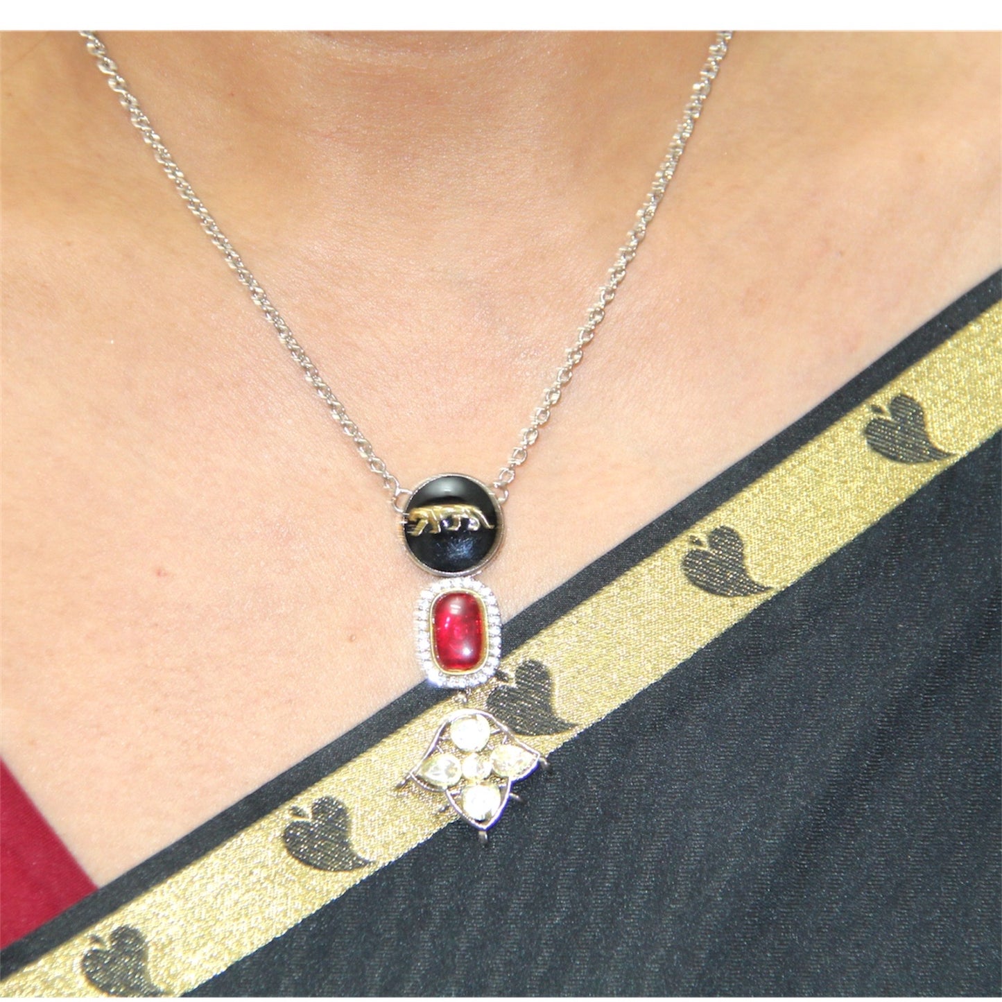 Oxidised Animal Print Neckwear Set