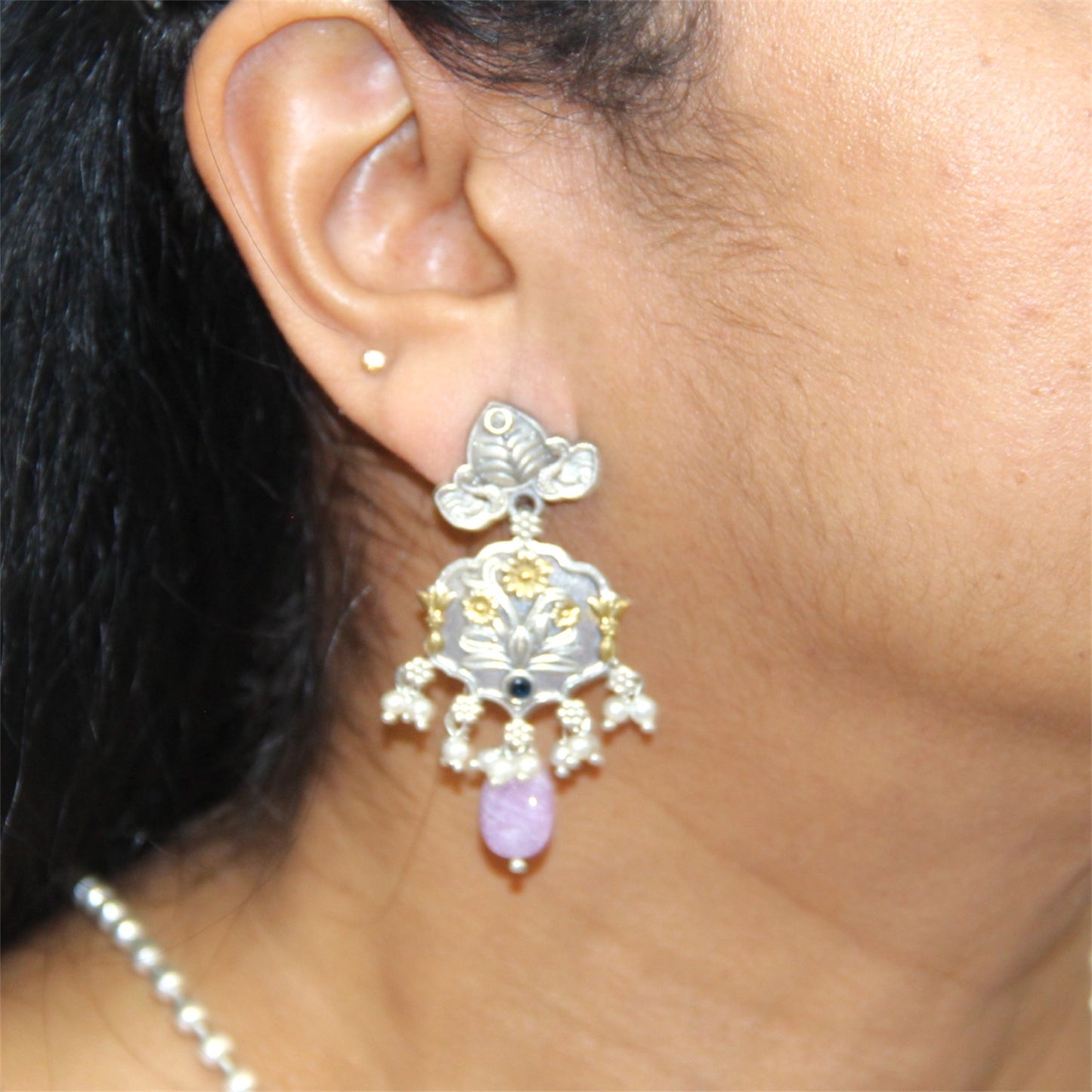 Oxidised Neckwear set - Blue/Lilac