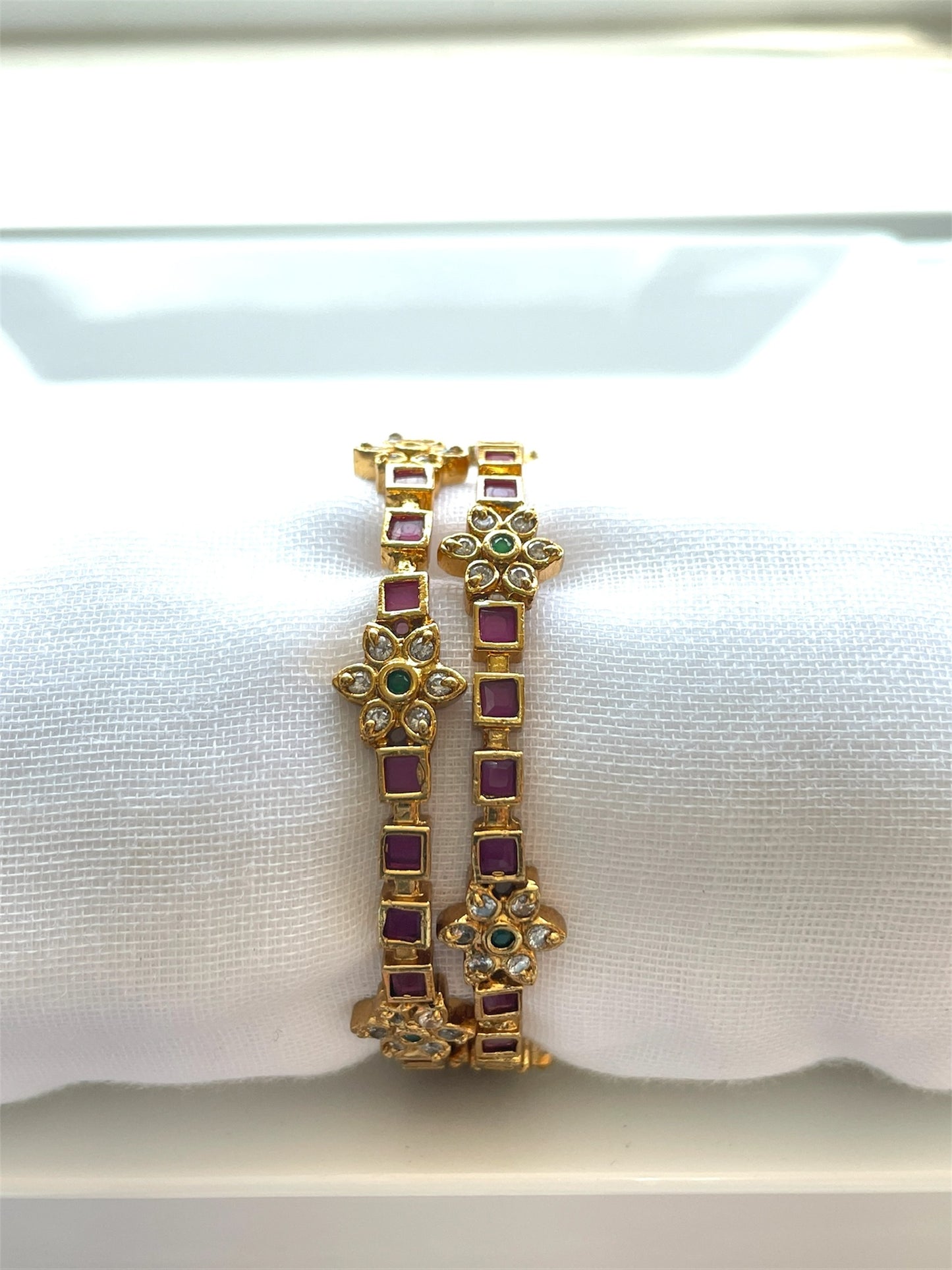 Kemp Square bangle with Floral Accents