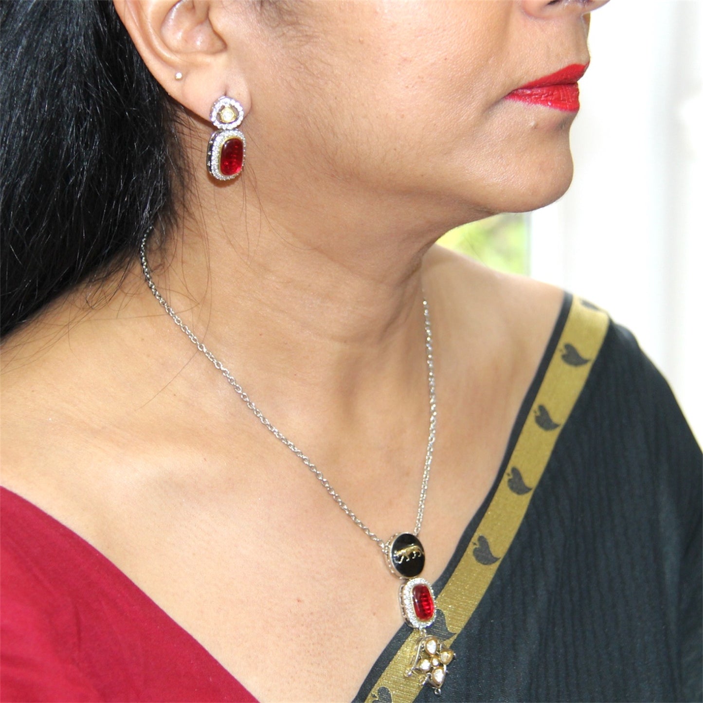Oxidised Animal Print Neckwear Set