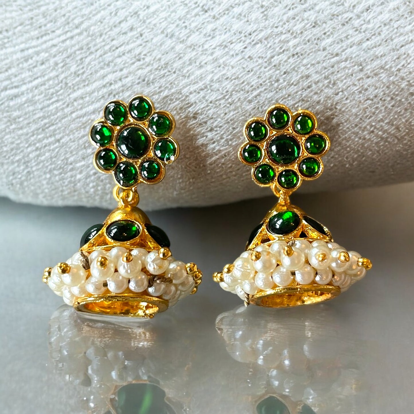 Classic Traditional Kemp Jhumka in Green