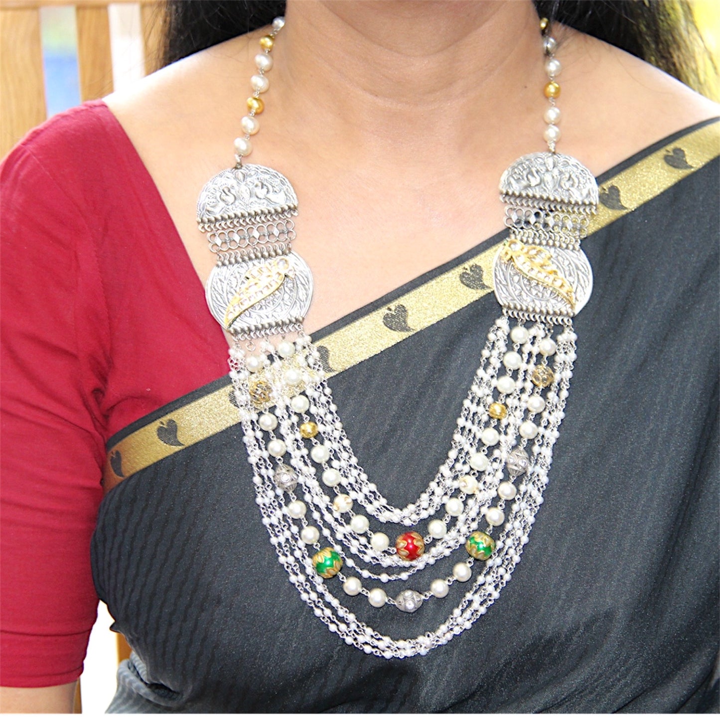 Multi Row Pearl malai