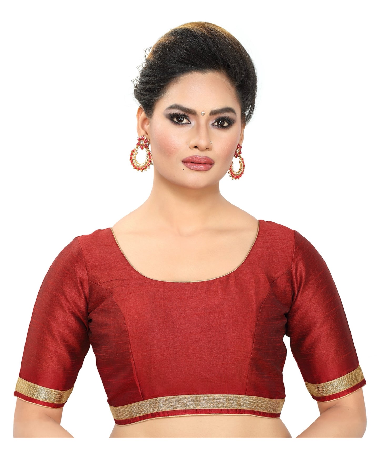 Dupion Silk Ready-to-Wear Blouse - Maroon