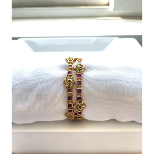 Kemp Square bangle with Floral Accents