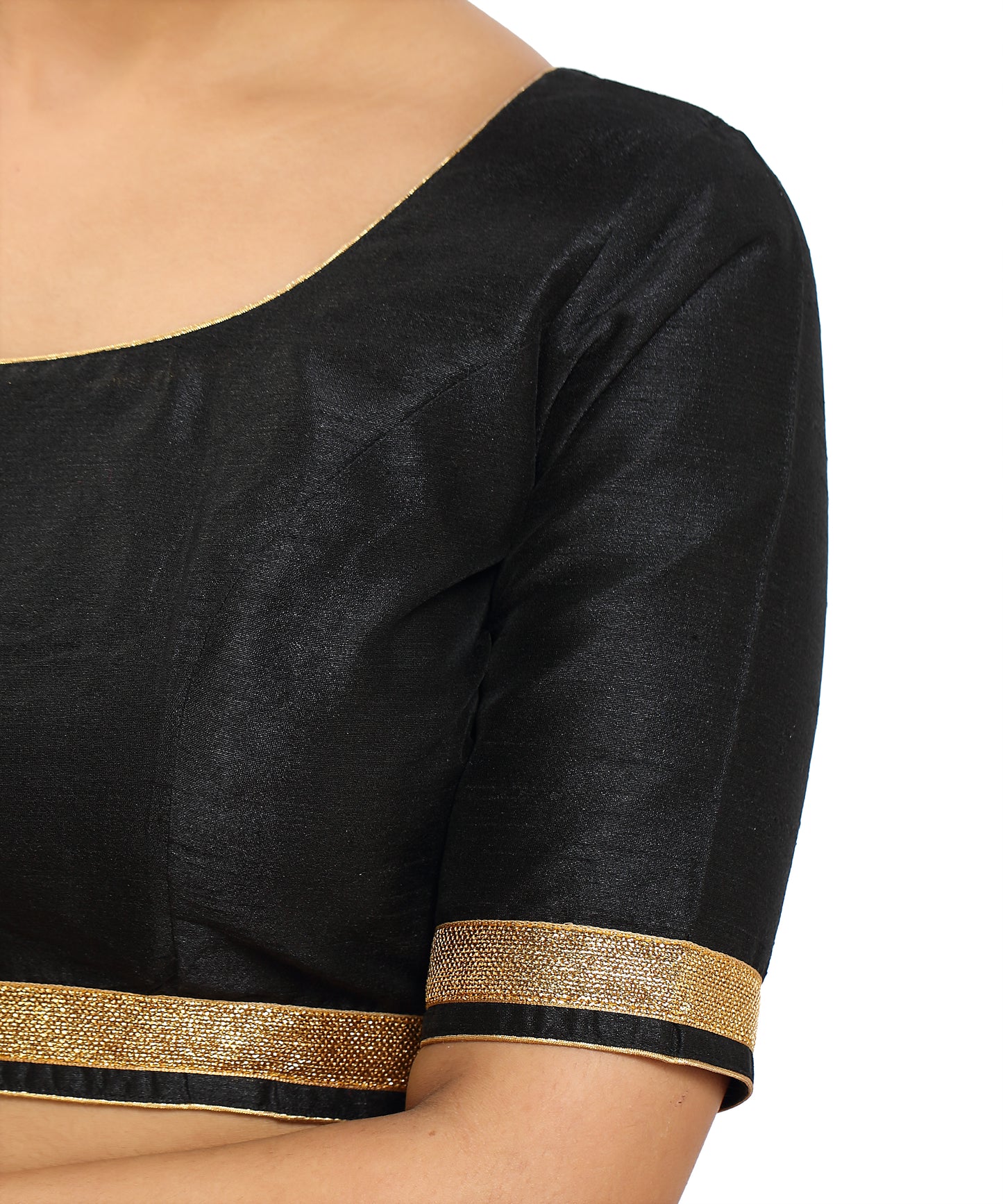 Dupion Silk Ready-to-Wear Blouse - Black