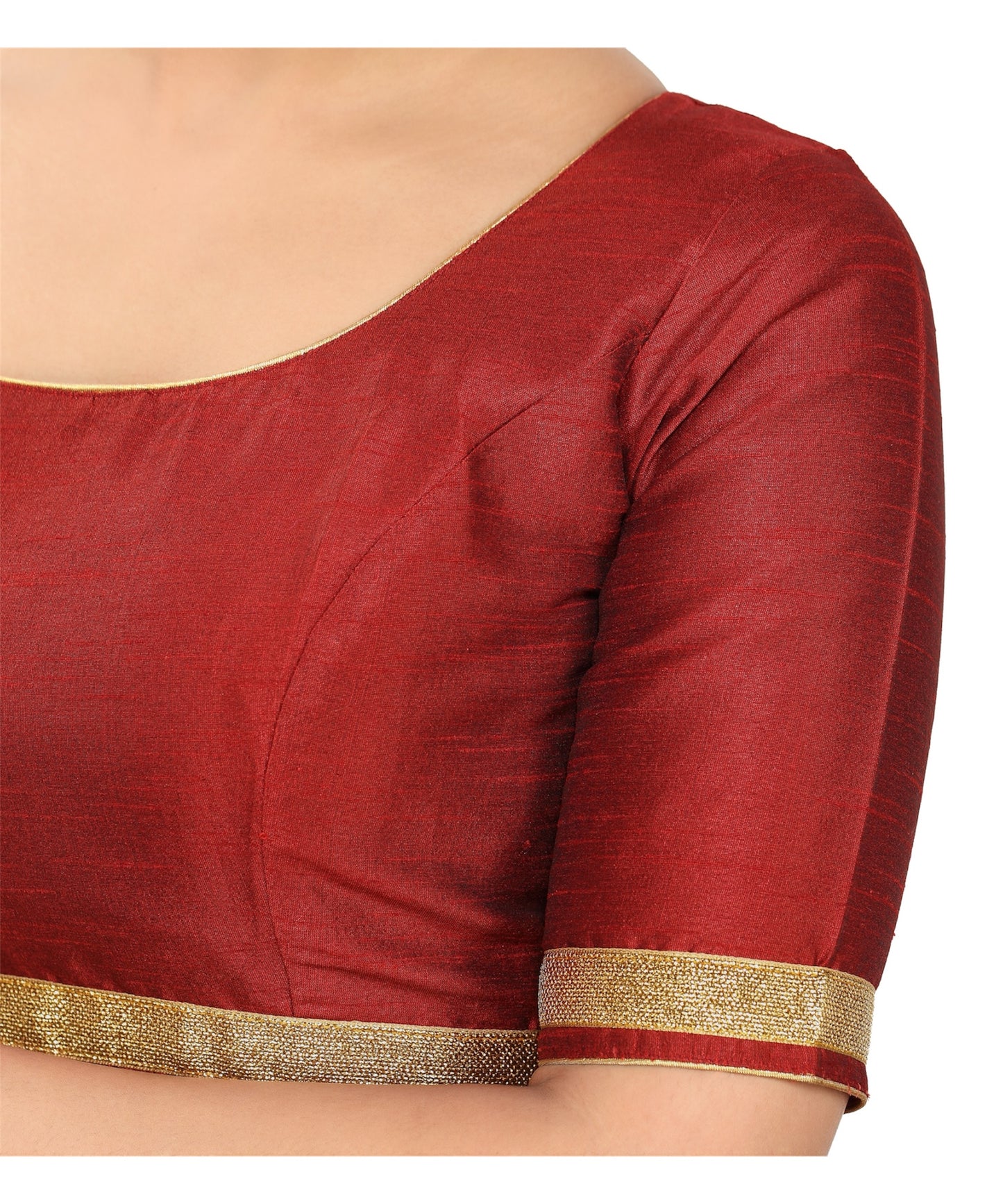 Dupion Silk Ready-to-Wear Blouse - Maroon