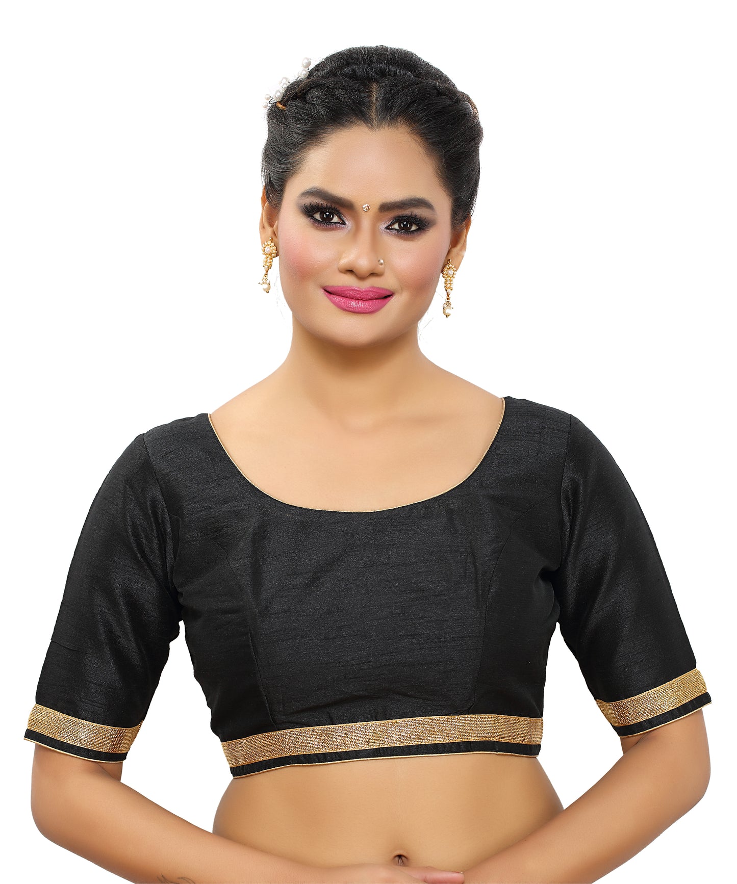 Dupion Silk Ready-to-Wear Blouse - Black