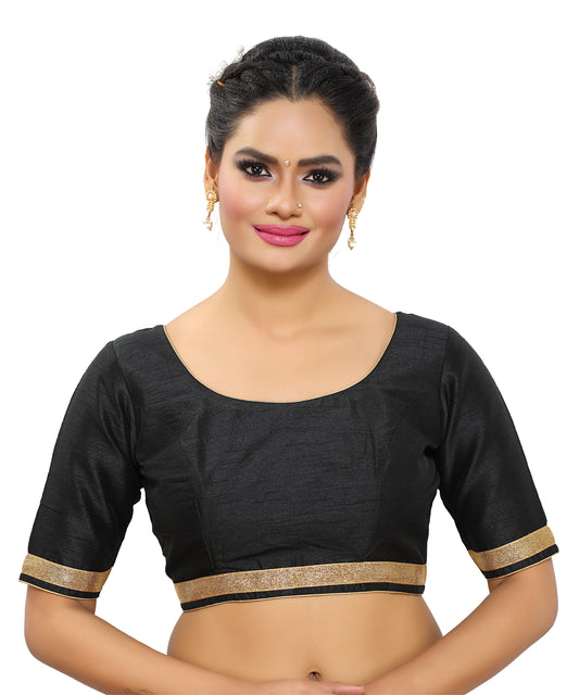 Dupion Silk Ready-to-Wear Blouse - Black