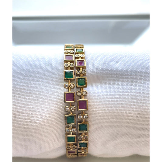 Bangle with Small Square Red & Green Motifs