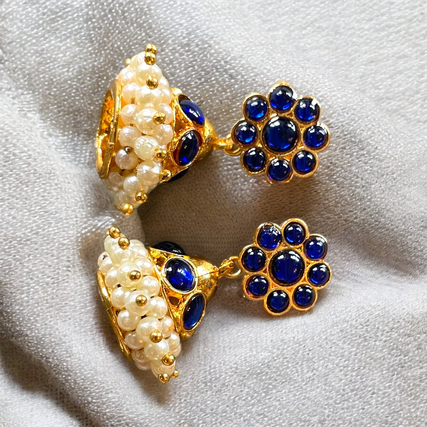 Classic Traditional Kemp Jhumka in Blue