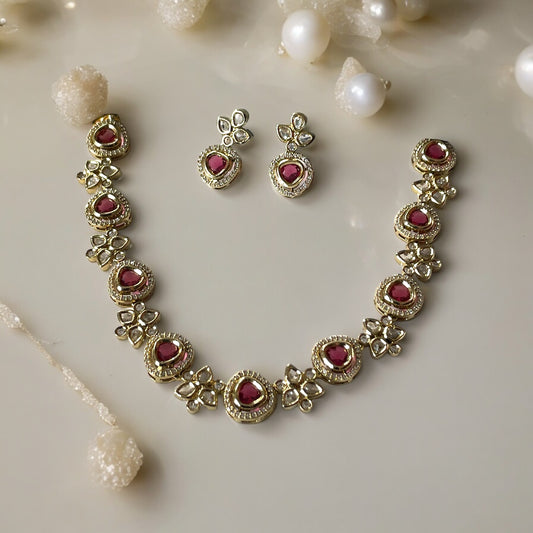Elegant Red Floral Neckwear Set
