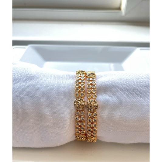 Set of 2 Matte Stone Finish Bangles with Lakshmi Motif