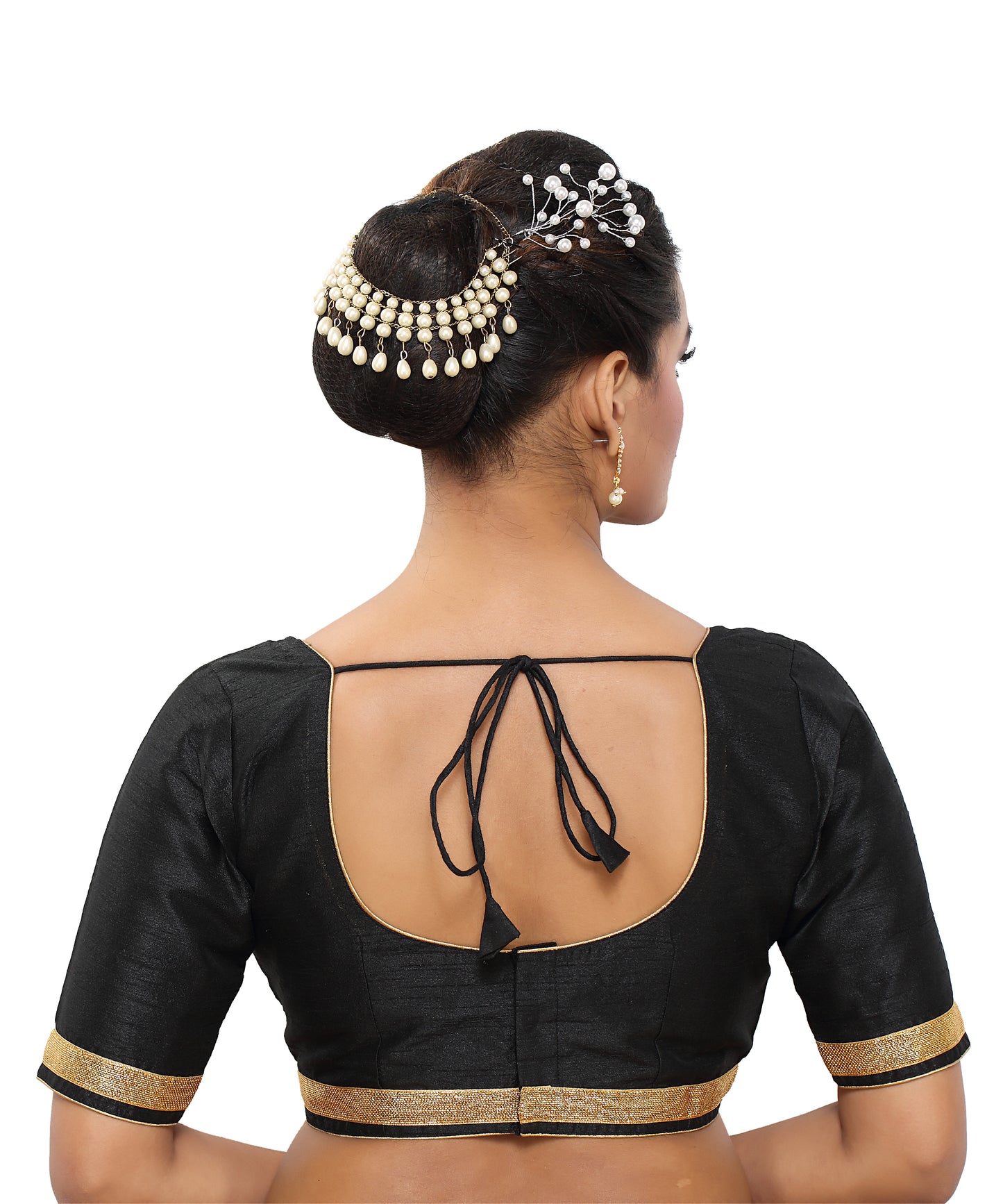 Dupion Silk Ready-to-Wear Blouse - Black