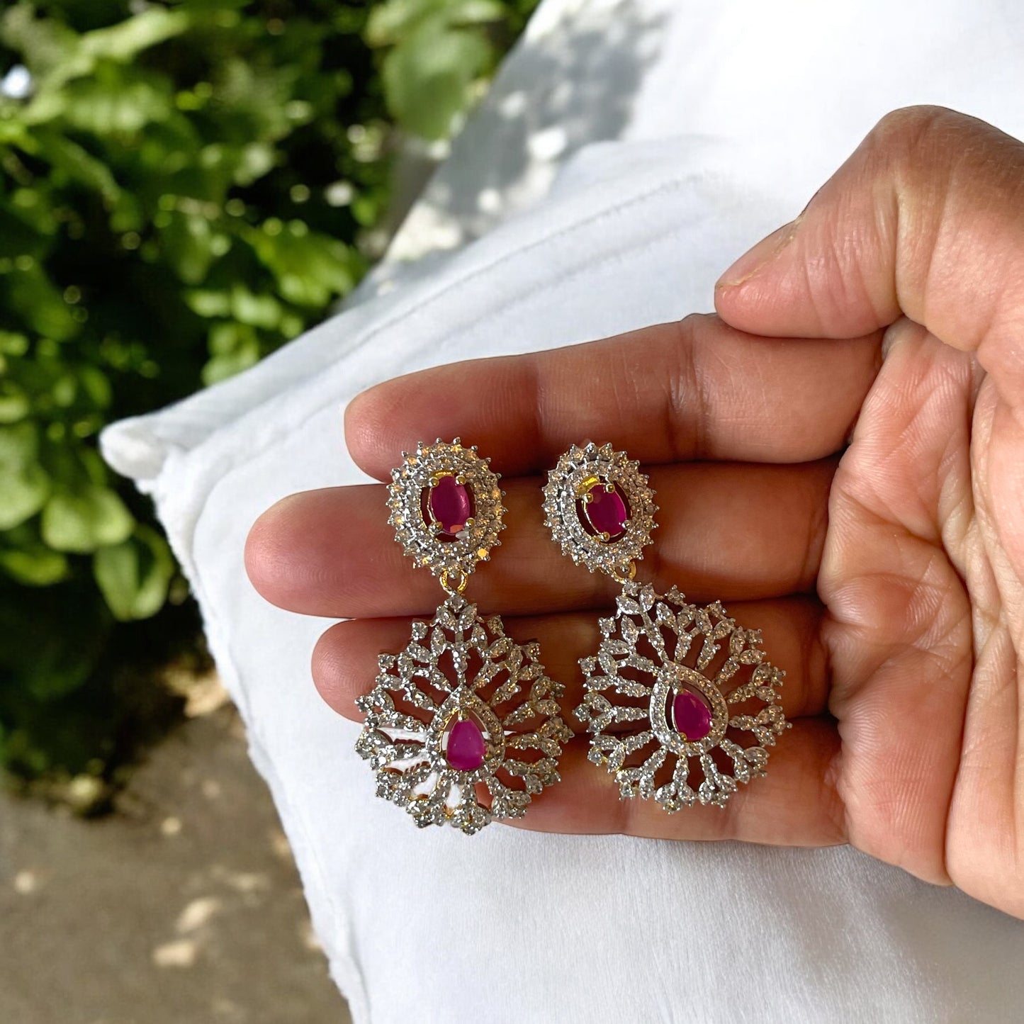 Bridal Red Pendant Neckwear Set